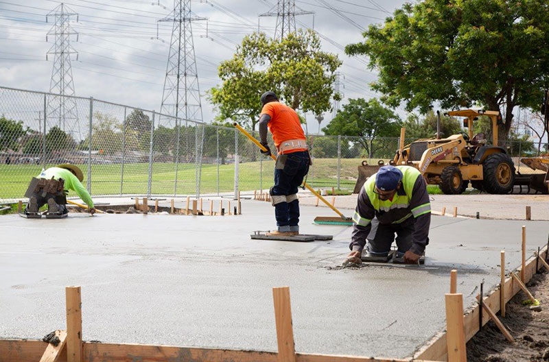 Rynerson Park picnic shelter concrete pad construction