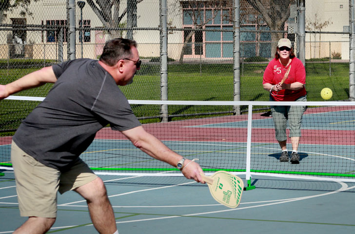 Pickleball play at Mayfair Park, Lakewood California